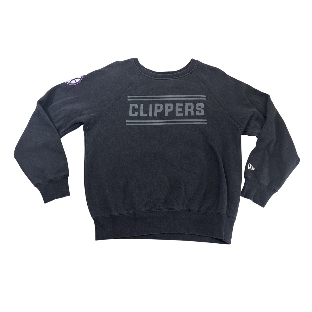 New Era LA Clippers Mens Small Black Raglan Graphic Fleece Sweatshirt NBA Logo